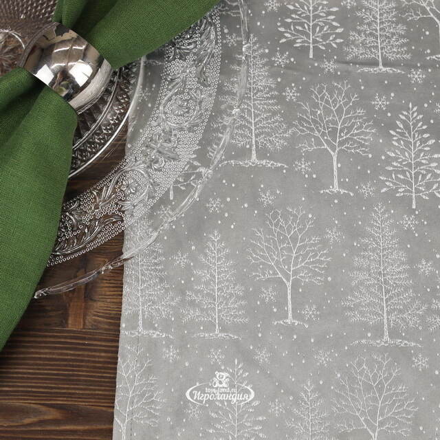 Новогодняя дорожка Шварцвальд 150*32 см светло-серая Koopman