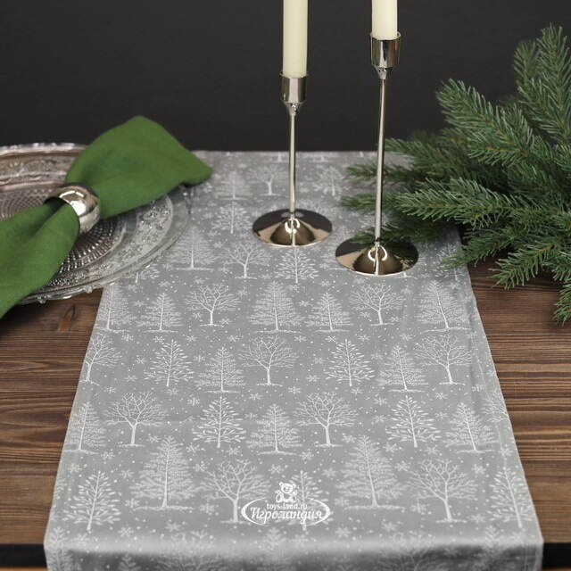 Новогодняя дорожка Шварцвальд 150*32 см светло-серая Koopman