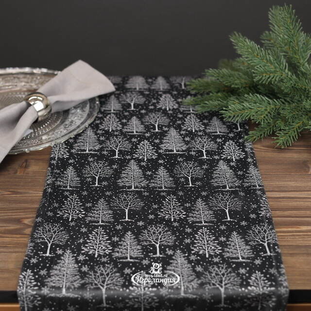 Новогодняя дорожка Шварцвальд 150*32 см черная Koopman