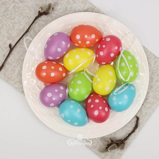 Пасхальные украшения Яйца Easter Сonfetti 6 см, 12 шт, подвеска Kaemingk