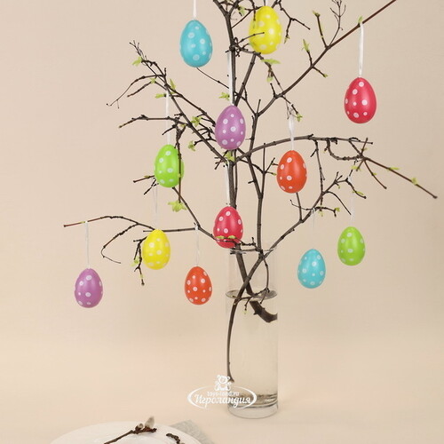 Пасхальные украшения Яйца Easter Сonfetti 6 см, 12 шт, подвеска Kaemingk