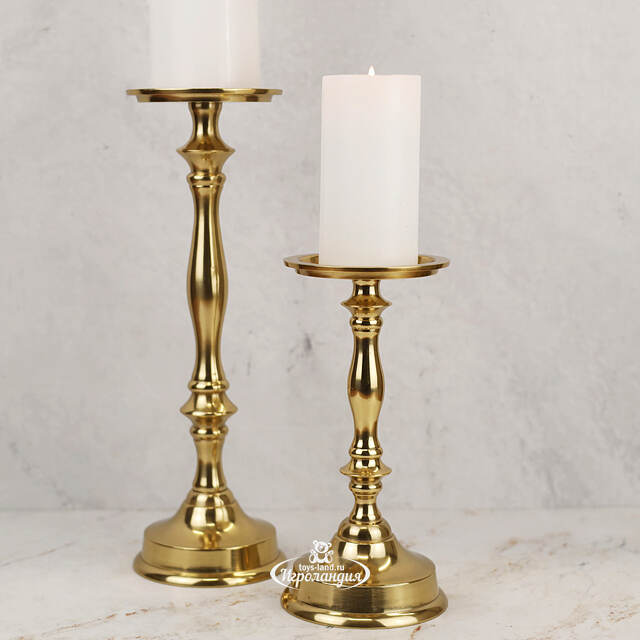 Металлический подсвечник для 1 свечи Марэль 31 см золотой Koopman