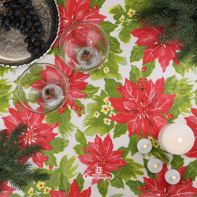 Новогодняя скатерть Алые Пуансеттии 180*130 см Koopman