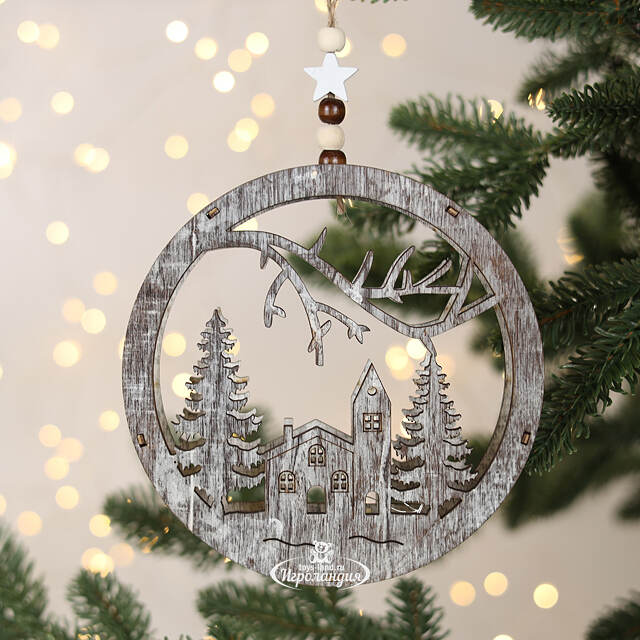 Декоративный светильник Apeldoorn Story - Рождество в лесу 14 см, на батарейках Kaemingk