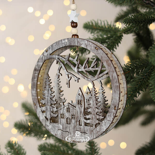 Декоративный светильник Apeldoorn Story - Рождество в лесу 14 см, на батарейках Kaemingk