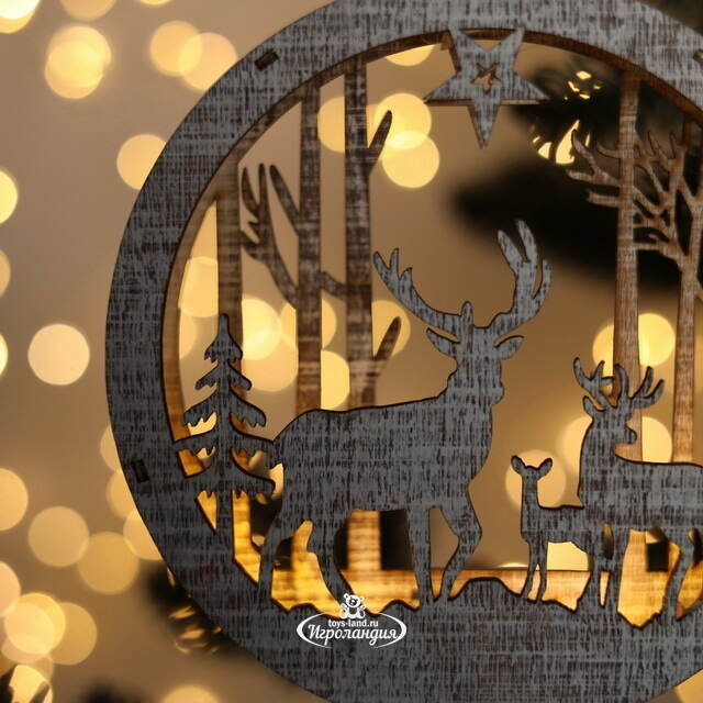 Декоративный светильник Apeldoorn Story - Семья оленей 14 см, на батарейках Kaemingk