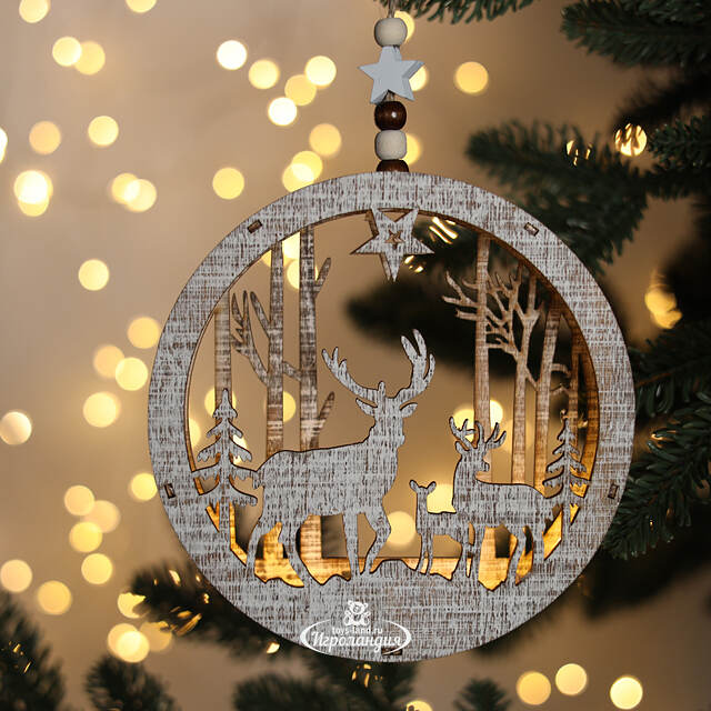 Декоративный светильник Apeldoorn Story - Семья оленей 14 см, на батарейках Kaemingk