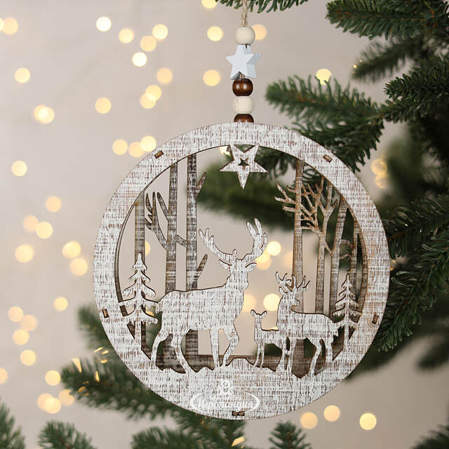 Декоративный светильник Apeldoorn Story - Семья оленей 14 см, на батарейках Kaemingk