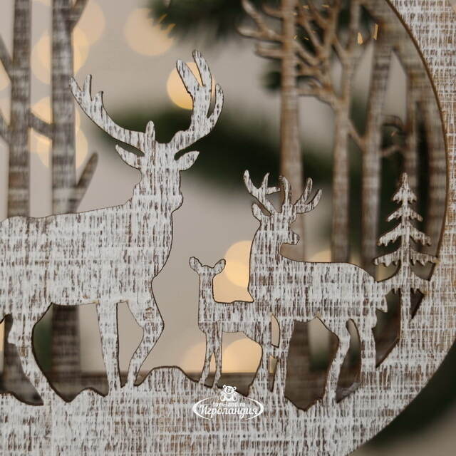 Декоративный светильник Apeldoorn Story - Семья оленей 14 см, на батарейках Kaemingk