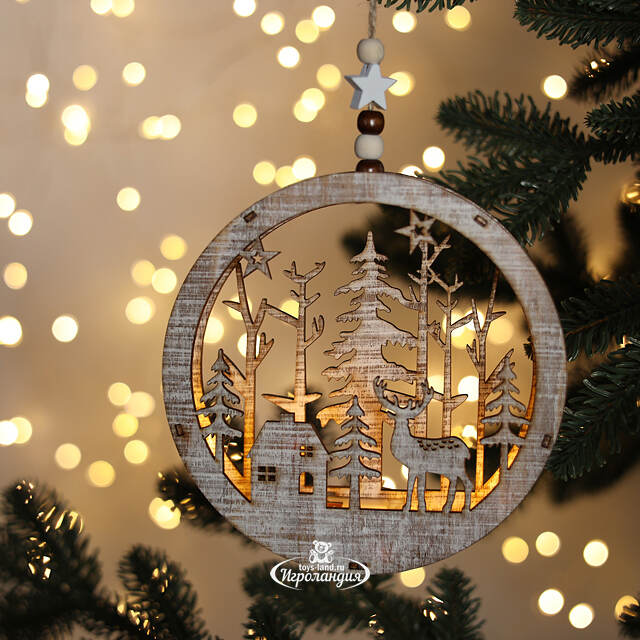 Декоративный светильник Apeldoorn Story - Лесной домик 14 см, на батарейках Kaemingk