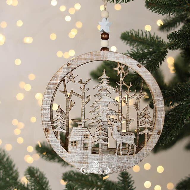 Декоративный светильник Apeldoorn Story - Лесной домик 14 см, на батарейках Kaemingk