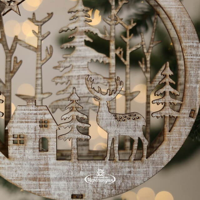 Декоративный светильник Apeldoorn Story - Лесной домик 14 см, на батарейках Kaemingk