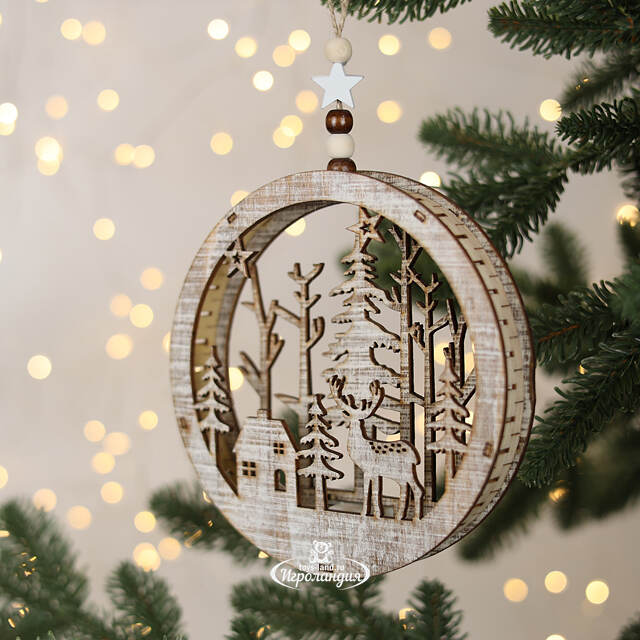 Декоративный светильник Apeldoorn Story - Лесной домик 14 см, на батарейках Kaemingk