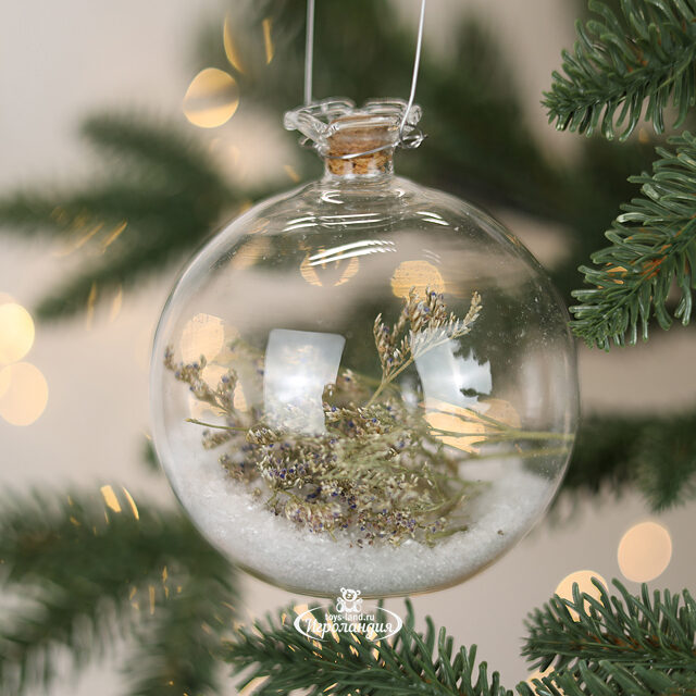Светящийся шар с композицией Frozen Garden: Beige Herbs 10 см, на батарейках Kaemingk (Кейминг)