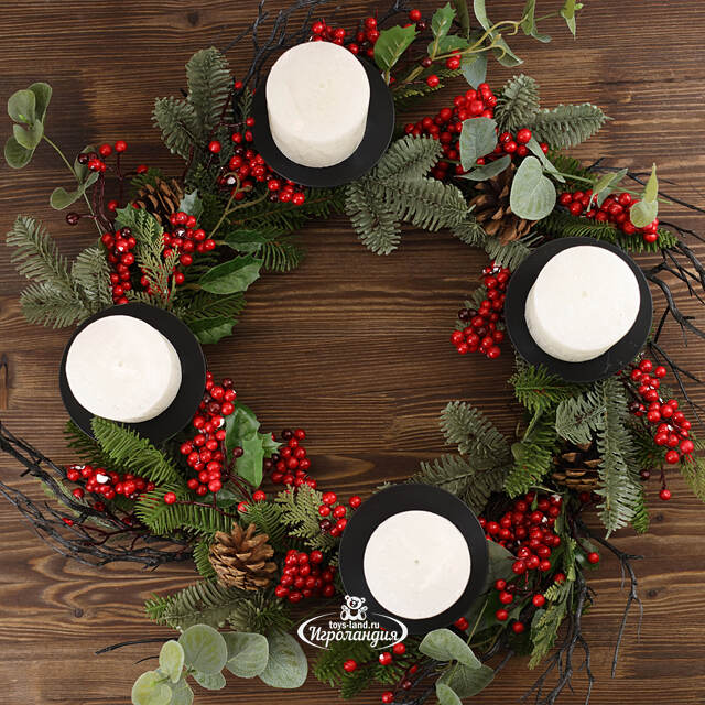 Декоративный подсвечник - венок Greenwood Forest 50 см Edelman