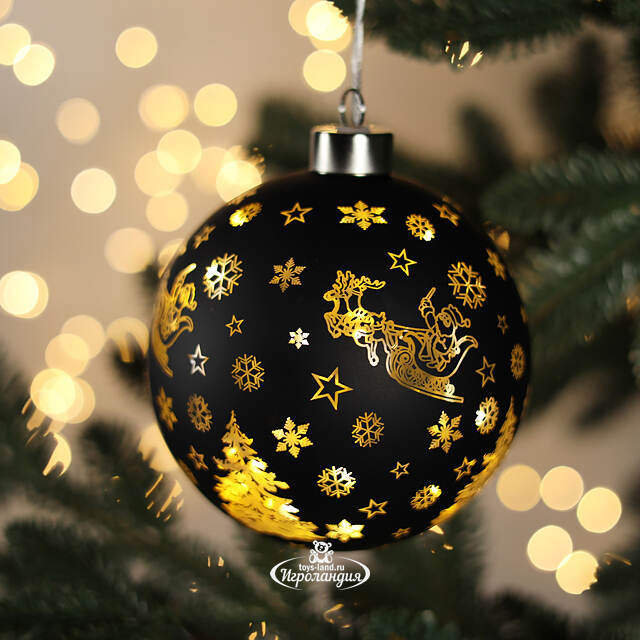 Светящийся елочный шар Онгэри 12 см, на батарейках Peha