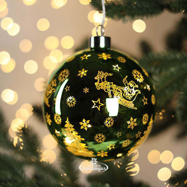 Светящийся елочный шар Эрмиро 12 см, на батарейках Peha