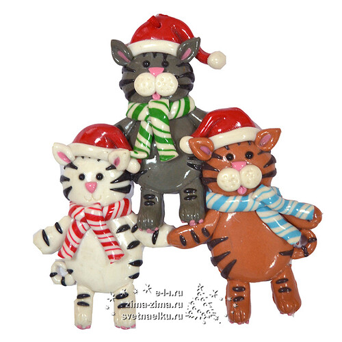 Елочная игрушка Трио Кошечки 12 см, подвеска Царь Елка