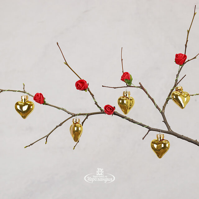 Набор стеклянных елочных игрушек Сердце Монплезира 4.5 см золотой mix, 12 шт Winter Deco