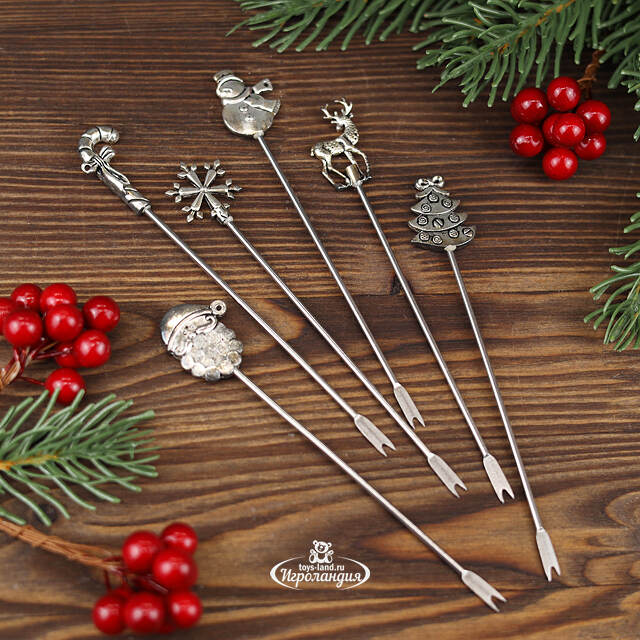 Новогодние шпажки для канапе Christmas Buffet 12 см, 6 шт Kaemingk