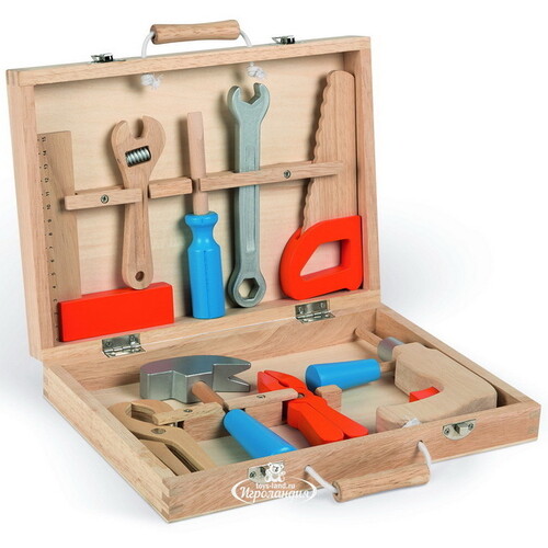 Детский набор инструментов в чемоданчике, 9 предметов, дерево Janod