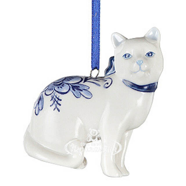 Елочная игрушка Котенок из Делфта 6 см, подвеска Kurts Adler