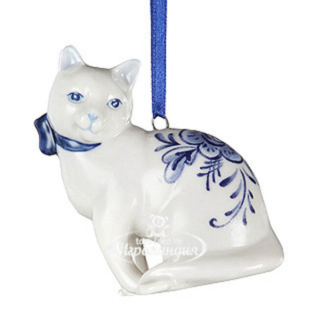 Елочная игрушка Котенок из Делфта 6 см, подвеска Kurts Adler