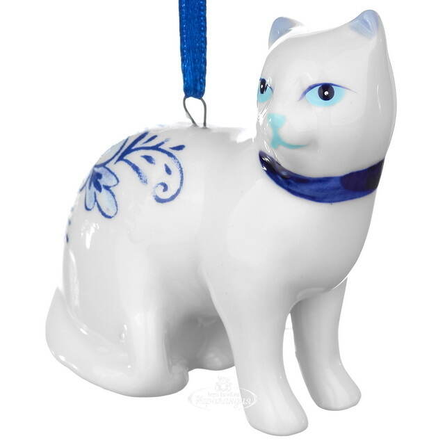 Елочная игрушка Котенок из Делфта 6 см, подвеска Kurts Adler (Куртс Адлер)