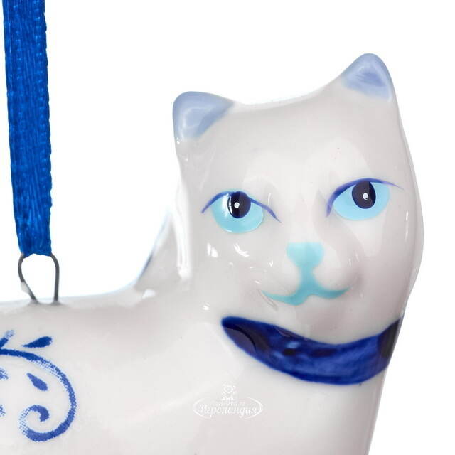 Елочная игрушка Котенок из Делфта 6 см, подвеска Kurts Adler (Куртс Адлер)