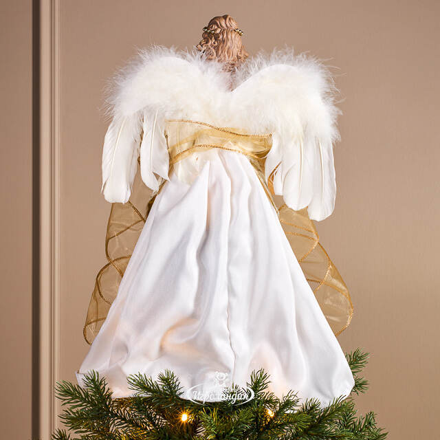 Верхушка на елку Ангел Шарлиз в платье с золотыми лентами 43 см Kurts Adler (Куртс Адлер)