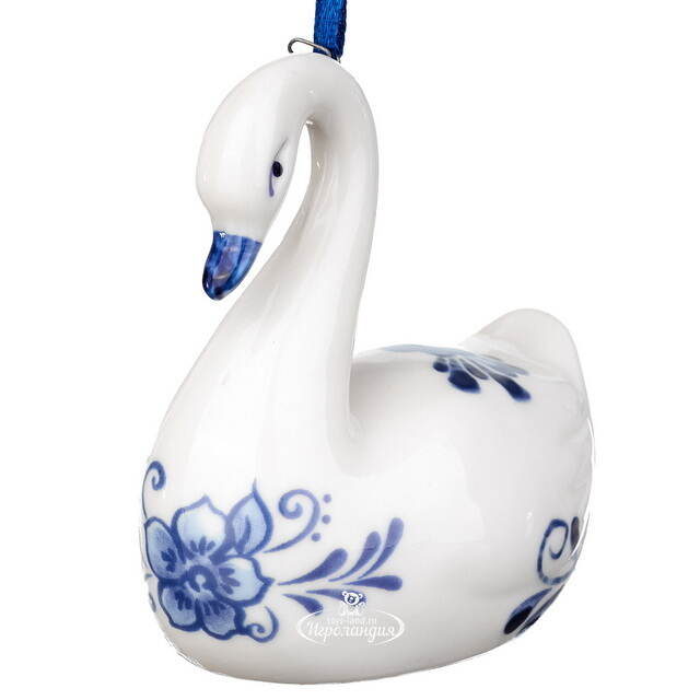 Елочная игрушка из фарфора Лебедь - Swan Song 9 см, подвеска Kurts Adler (Куртс Адлер)