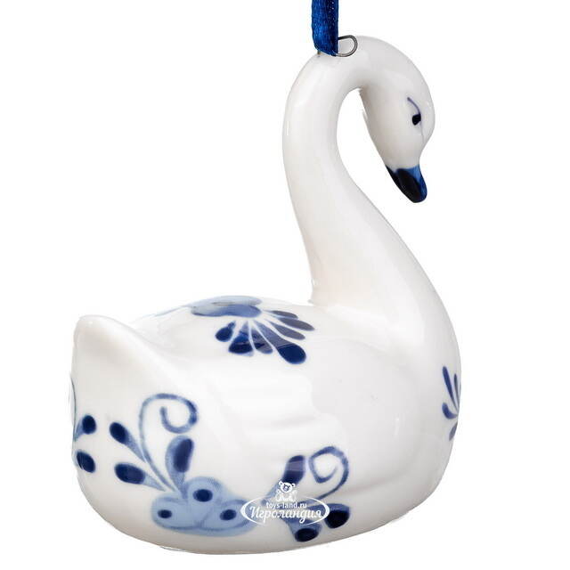 Елочная игрушка из фарфора Лебедь - Swan Song 9 см, подвеска Kurts Adler (Куртс Адлер)