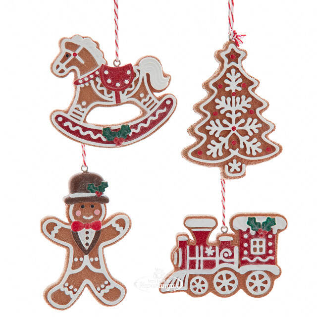 Набор елочных игрушек Прянички с глазурью - Christmas Joys 9 см, 4 шт Kurts Adler