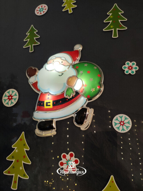 Светящаяся наклейка Christmas Adventures: Санта 29 см с набором стикеров Peha