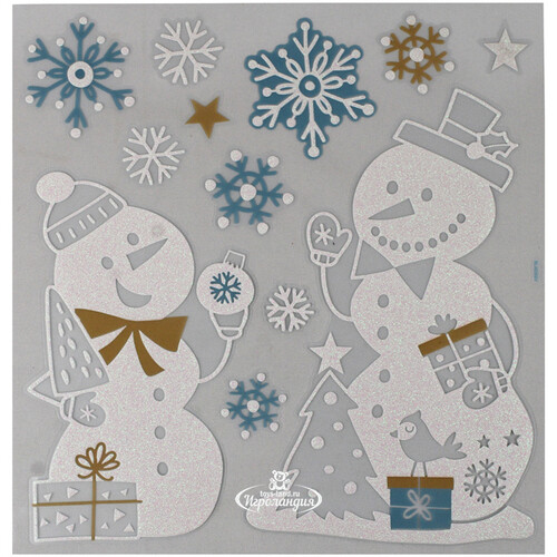 Новогодние наклейки Дружелюбные Снеговики 38*31 см Peha