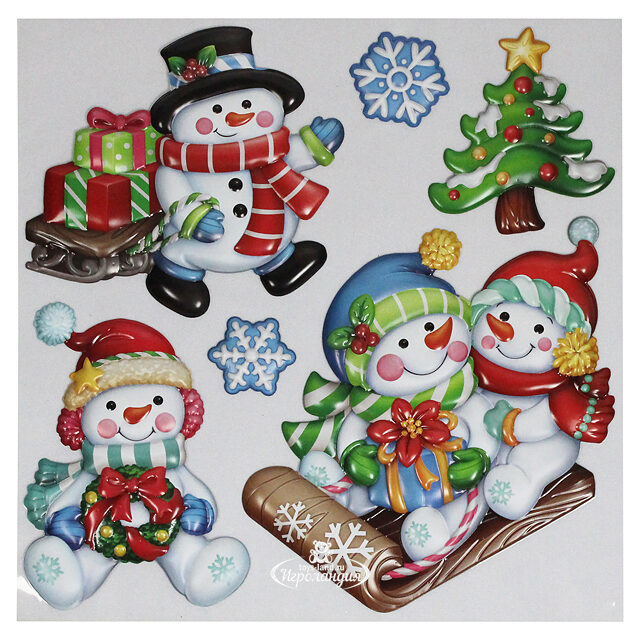 Новогодние наклейки Snowmen City 25*25 см Peha