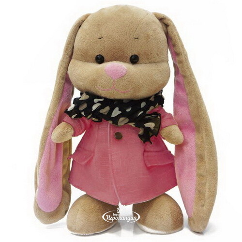Мягкая игрушка Зайка Лин в Розовом Пальто со Стильным Шарфом 25 см Maxitoys