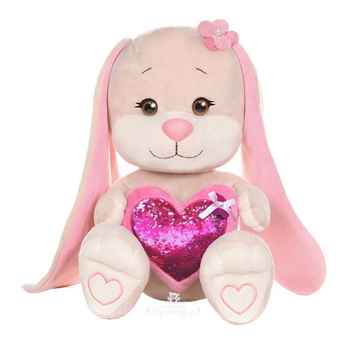 Мягкая игрушка Зайка Лин с розовым сердцем 50 см, коллекция Jack&Lin Maxitoys