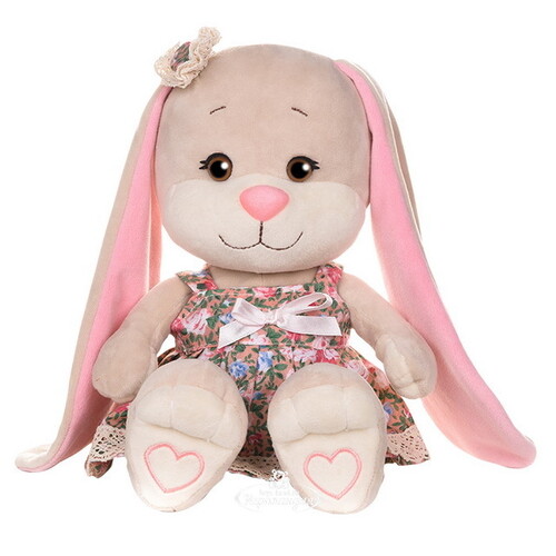 Мягкая игрушка Зайка Лин в летнем платье с цветочным принтом 25 см, коллекция Jack&Lin Maxitoys
