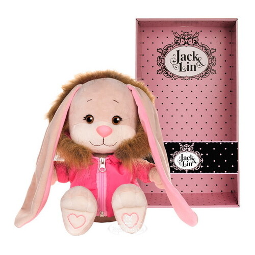 Мягкая игрушка Зайка Лин в розовой зимней куртке 25 см, коллекция Jack&Lin Maxitoys