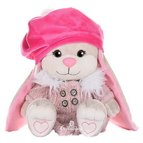 Мягкая игрушка Зайка Лин в розовом пальто и яркой шапке 25 см, коллекция Jack&Lin Maxitoys