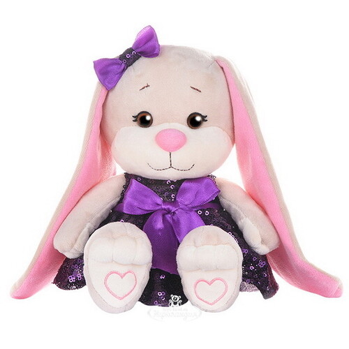 Мягкая игрушка Зайка Лин в фиолетовом платьице с пайетками 20 см, коллекция Jack&Lin Maxitoys