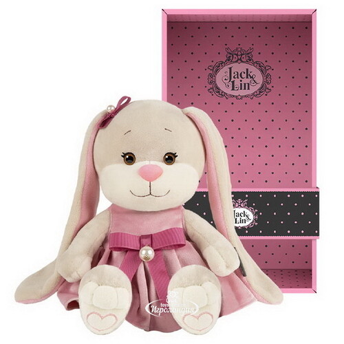 Мягкая игрушка Зайка Лин в платьице с розовым поясом 20 см, коллекция Jack&Lin Maxitoys