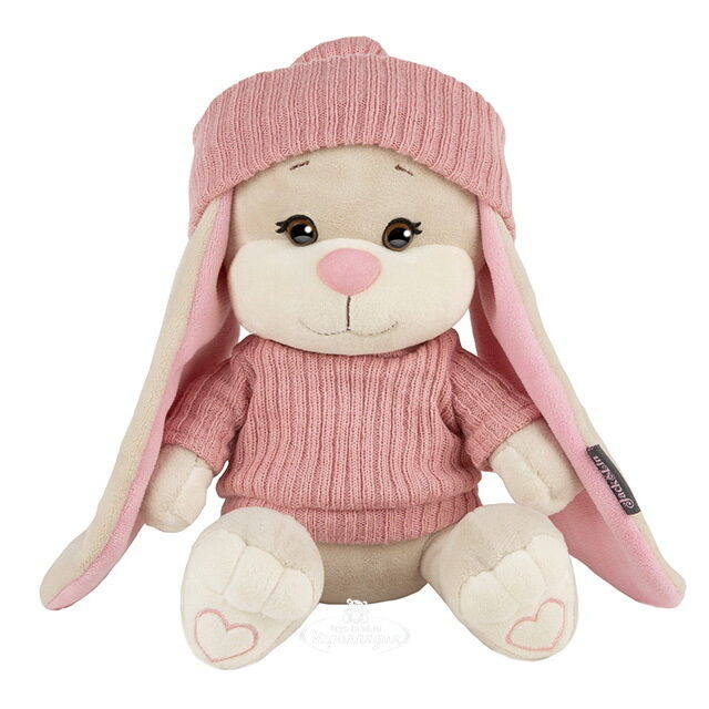 Мягкая игрушка Зайка Лин в вязаном платьице и шапочке 20 см, коллекция Jack&Lin Maxitoys
