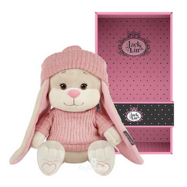 Мягкая игрушка Зайка Лин в вязаном платьице и шапочке 20 см, коллекция Jack&Lin Maxitoys