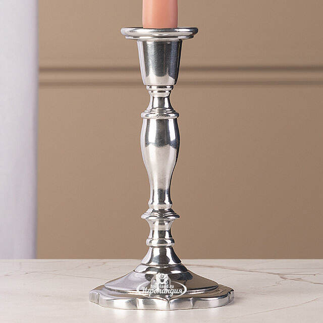 Декоративный подсвечник на 1 свечу Виллиам 18 см, серебряный Swerox