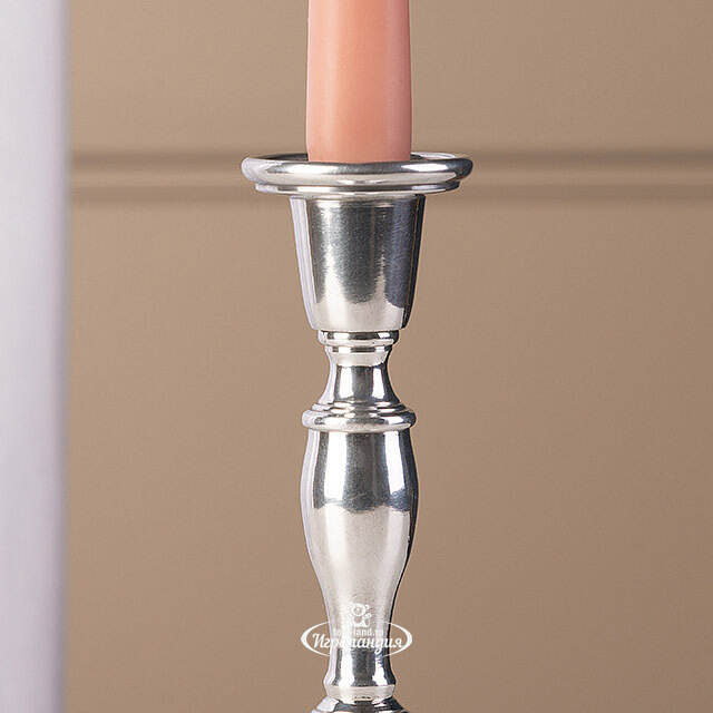 Декоративный подсвечник на 1 свечу Виллиам 18 см, серебряный Swerox