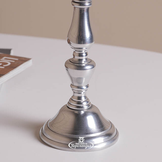 Декоративный подсвечник на 1 свечу Юхан 18 см, серебряный Swerox