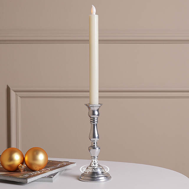 Декоративный подсвечник на 1 свечу Юхан 18 см, серебряный Swerox