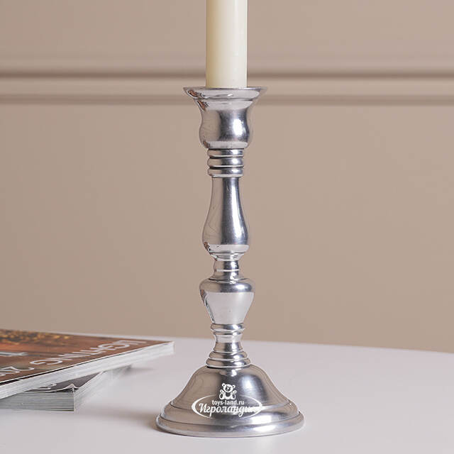 Декоративный подсвечник на 1 свечу Юхан 18 см, серебряный Swerox